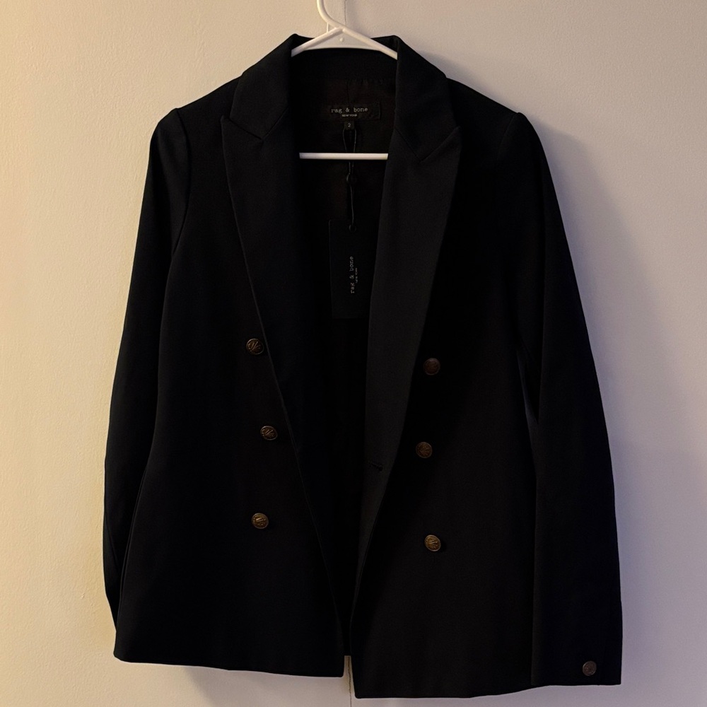 rag & bone Navy Double-Breasted Blazer